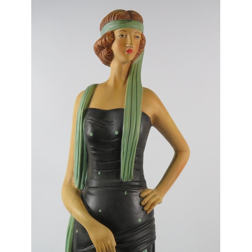 78 - Large art deco style ceramic sculpture of a Lady and Greyhound, 26