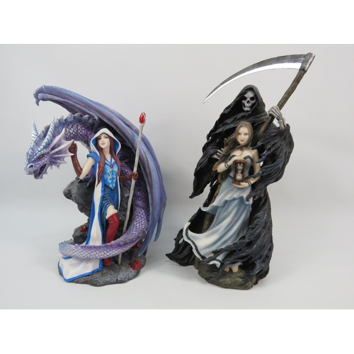 87 - Two Nemesis Now figurines Dragon Mage and Summon the Reaper, the tallest stands 11