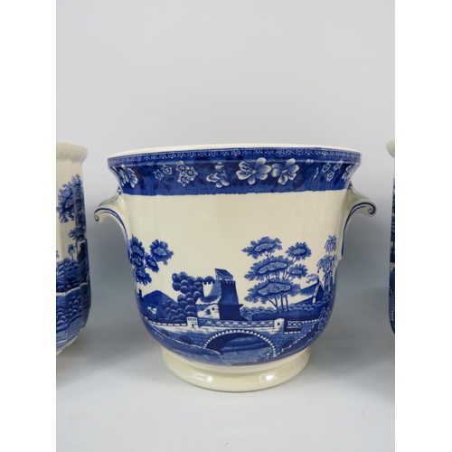 88 - Three Spode Blue Tower plantpots, 6