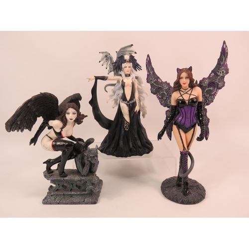 104 - Three Nemesis Now figurines Felina, Queen of Havoc & Raven. The tallest stands 10.5