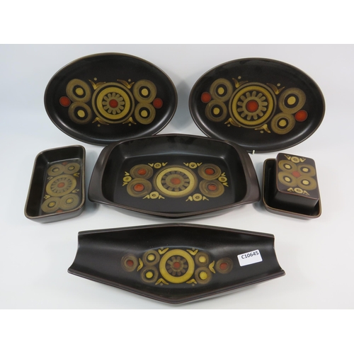 109 - Denby Arabesque Dinnerware including a Butter dish, Celery dish, oven dish & serving plates etc.