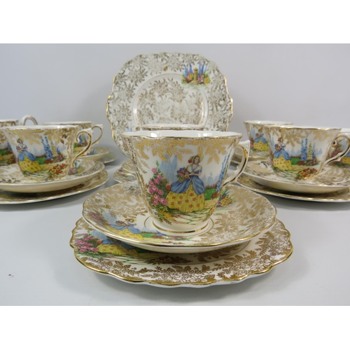 118 - Colclough Crinoline lady part teaset, 21 pieces in total.