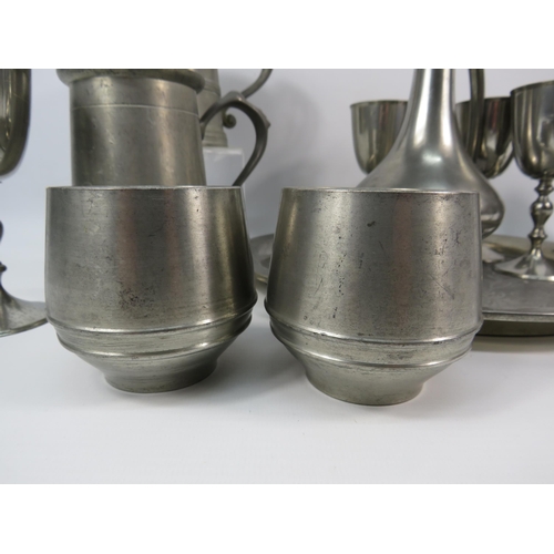 94 - Royal Selangor Pewter Tray, Wines glasses, jug and Tankards etc.