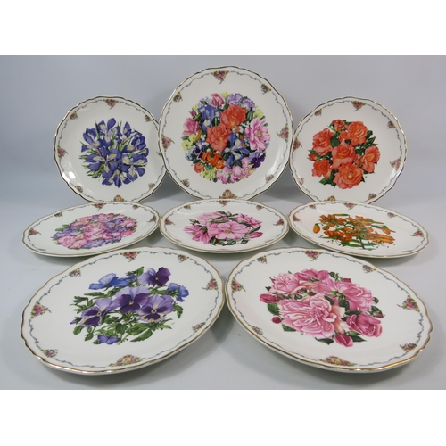 95 - Eight Royal Albert Queen Mother's Favourite flowers collectors plates.