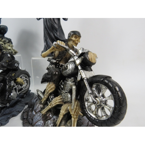 96 - Five Skeleton Gothic figurines by Nemesis Now and Alator including Hell on the Highway and Ride out ... 