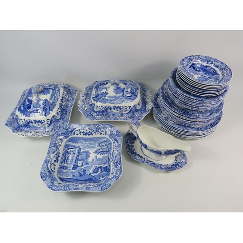 127 - Spode Blue Italian dinnerware including lidded tureens and plates etc, 37 pieces in total. ( one tur... 