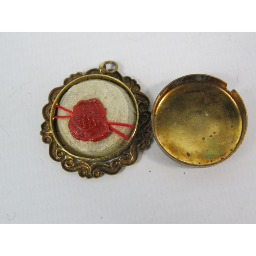 139 - Antique Relic Reliquary B Dominici A Matre D Holy pendant with wax seal.