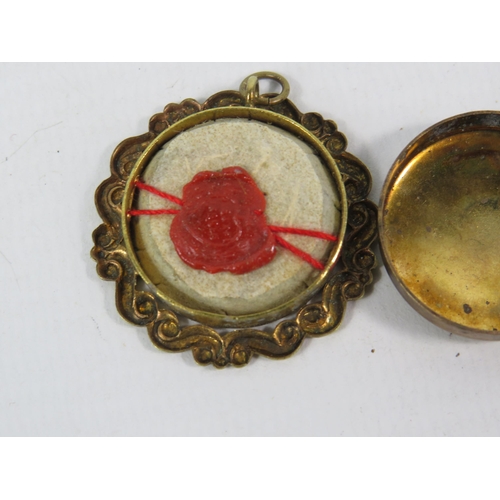 139 - Antique Relic Reliquary B Dominici A Matre D Holy pendant with wax seal.