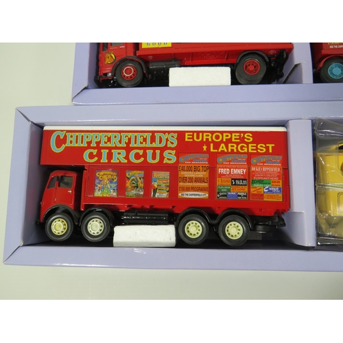 1008 - Three Corgi Classics Chipperfield's Circus Die Cast 1:50 Scale Models of AEC Pole Truck, AEC Cage Tr... 