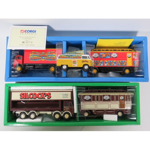 1011 - Two Corgi Classics Die Cast 1:50 Scale Showmans truck models of Leyland Dodgem Truck and Caravan set... 