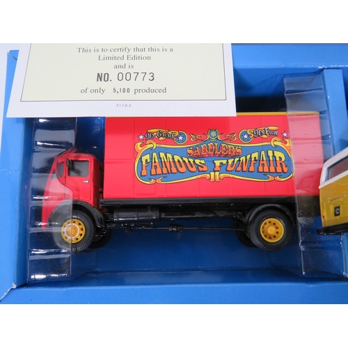 1011 - Two Corgi Classics Die Cast 1:50 Scale Showmans truck models of Leyland Dodgem Truck and Caravan set... 