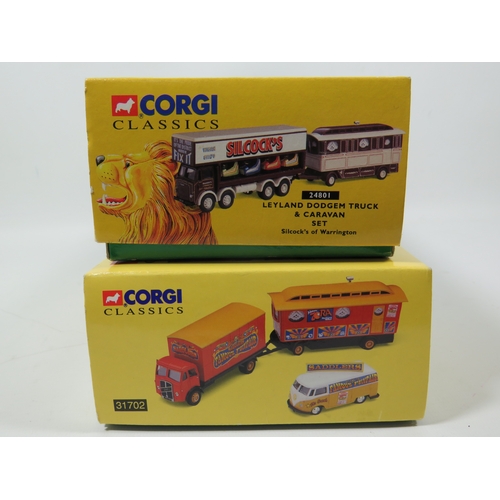 1011 - Two Corgi Classics Die Cast 1:50 Scale Showmans truck models of Leyland Dodgem Truck and Caravan set... 