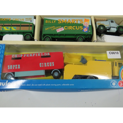 1021 - Three Die Cast 1:50 scale models of Circus Vehicles. All in original boxes. See photos