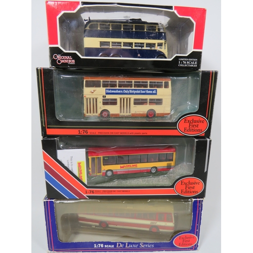 1026 - Four Die Cast 1:76 Scale models of Coaches and Buses. All boxed and unused. See photos.