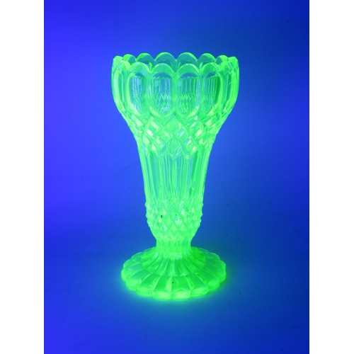 19 - Two pieces of Antique Uranium glass, Edward Moore vase 6 1/4