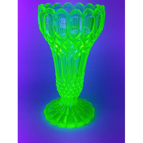 19 - Two pieces of Antique Uranium glass, Edward Moore vase 6 1/4