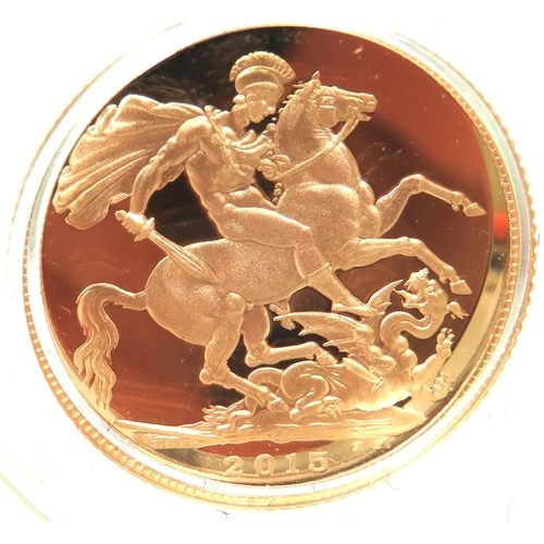 202 - Royal Mint 2015 Gold Proof Sovereign, Limited edition 2032/7,500, Comes complete with attractive Pol... 