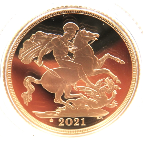 204 - Royal Mint 2021 Gold Proof Sovereign, Limited edition 2125/7995, Comes complete with attractive Poli... 