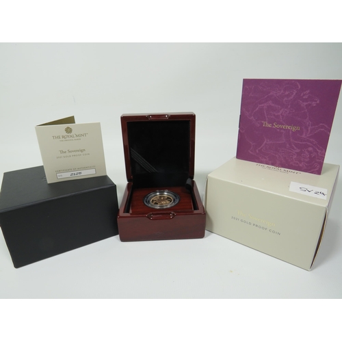 204 - Royal Mint 2021 Gold Proof Sovereign, Limited edition 2125/7995, Comes complete with attractive Poli... 