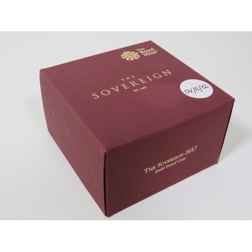 205 - Royal Mint 2017 Gold Proof Sovereign, Limited edition 01911/10,500, Comes complete with attractive P... 