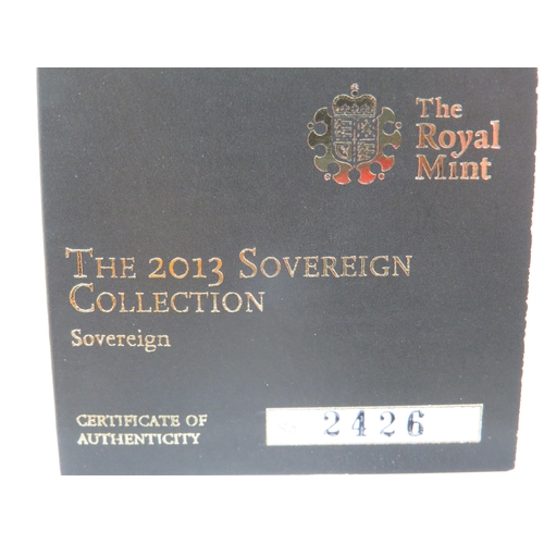 206 - Royal Mint 2013 Gold Proof Sovereign, Limited edition 2426/7,500, Comes complete with attractive Pol... 