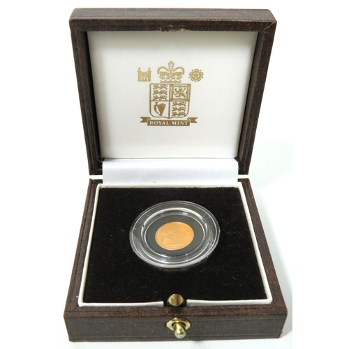 209 - Royal Mint 2009 Gold Proof Quarter Sovereign, Limited edition 5850/10,000, Comes complete with attra... 