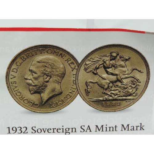 210 - 1932 Gold Sovereign with South Africa Mint Mark, Last Circulated Colonial Sovereign in Ex Fine Condi... 