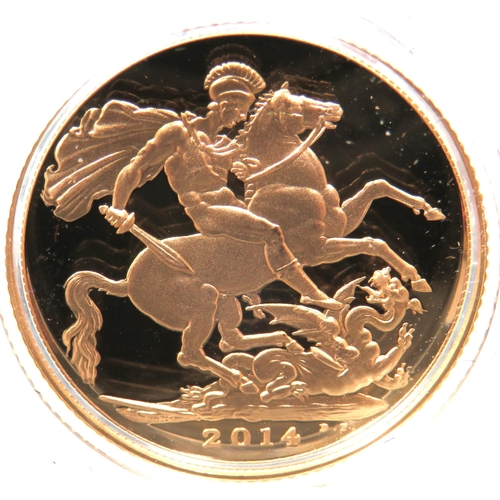 212 - Royal Mint 2014 Gold Proof Sovereign, Limited edition 1436/7,500, Comes complete with attractive Pol... 