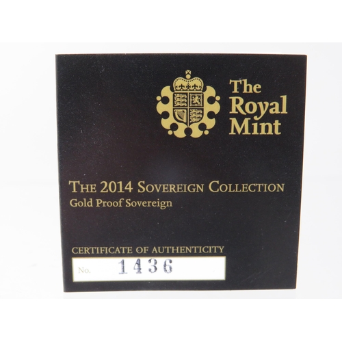 212 - Royal Mint 2014 Gold Proof Sovereign, Limited edition 1436/7,500, Comes complete with attractive Pol... 