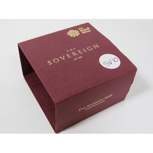 220 - Royal Mint 2016 Gold Proof Sovereign, Limited edition 2840/7,500, Comes complete with attractive Pol... 