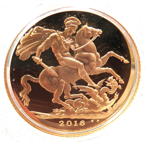 220 - Royal Mint 2016 Gold Proof Sovereign, Limited edition 2840/7,500, Comes complete with attractive Pol... 