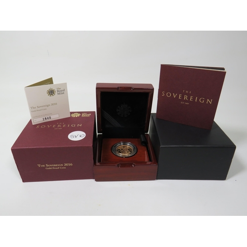 220 - Royal Mint 2016 Gold Proof Sovereign, Limited edition 2840/7,500, Comes complete with attractive Pol... 