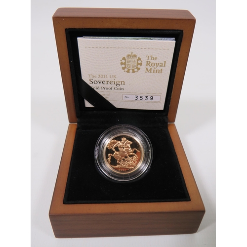 224 - Royal Mint 2011 Gold Proof Sovereign, Limited edition 3539/15,000 Comes complete with attractive Pol... 