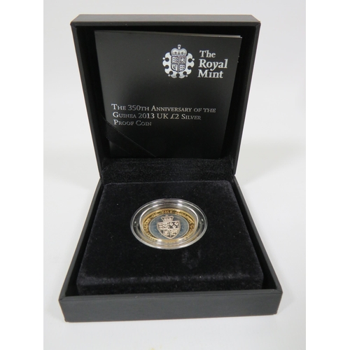 228 - Royal Mint, 350th Anniversary of the Guinea, 2013 UK �2 Silver Proof Coin.  Comes with Original Roya... 