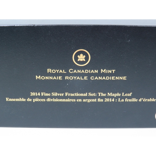 230 - Royal Canadian Mint, 2014 Fine Silver Fractional Set with 5 Coins which have Maple leaf design to Ob... 