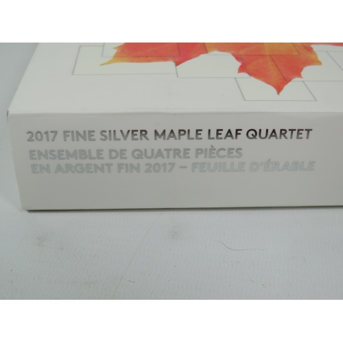 232 - Royal Canadian Mint, 2017 Fine Silver Maple Leaf Quartet  which comes with plush display box and COA... 