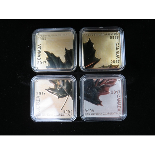 232 - Royal Canadian Mint, 2017 Fine Silver Maple Leaf Quartet  which comes with plush display box and COA... 