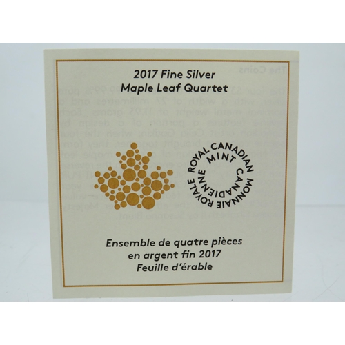 232 - Royal Canadian Mint, 2017 Fine Silver Maple Leaf Quartet  which comes with plush display box and COA... 