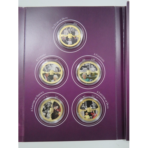 247 - Ultimate Platinum Jubilee Collection of mostly Gold plated Cupro Coins but to include a 9ct Gold Gib... 