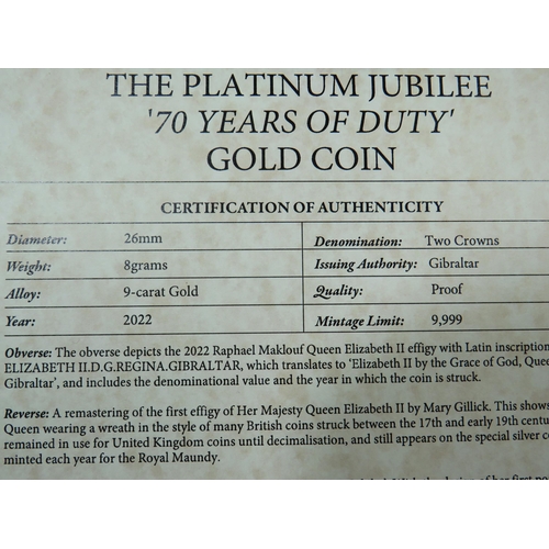 247 - Ultimate Platinum Jubilee Collection of mostly Gold plated Cupro Coins but to include a 9ct Gold Gib... 