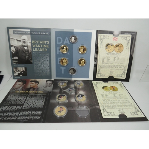 248 - Two themed coin collections, One from IWM of Churchill, the other from Gracelands featuring Elvis. A... 