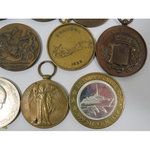 253 - Five Inter Service Sports medals from 1920's plus a WW1 Victory medal awarded to 64708 Pte C Crowsto... 