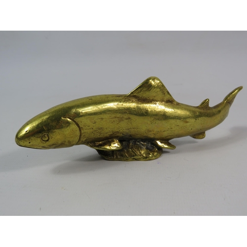 143 - A solid brass car mascot in the form of a Salmon 6.5