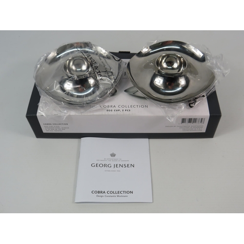 147 - Georg Jensen Cobra collection egg cups with box.