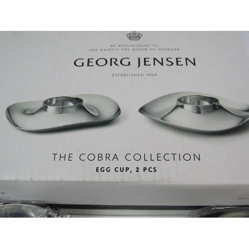 147 - Georg Jensen Cobra collection egg cups with box.