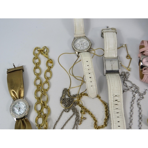 148 - Selection of ladies Quartz wristwatches and costume jewellery