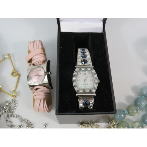 148 - Selection of ladies Quartz wristwatches and costume jewellery