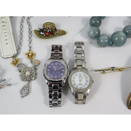 148 - Selection of ladies Quartz wristwatches and costume jewellery