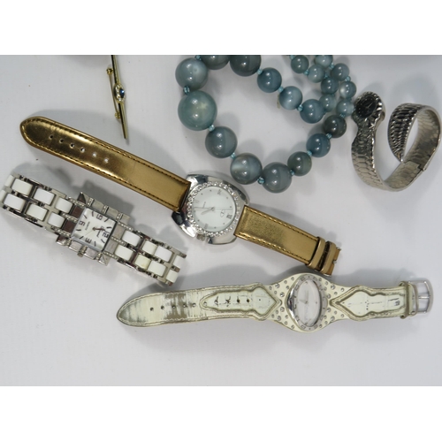 148 - Selection of ladies Quartz wristwatches and costume jewellery