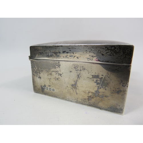 149 - Birmingham 1924 Sterling silver cigarette box with wooden lining, 4 3/4